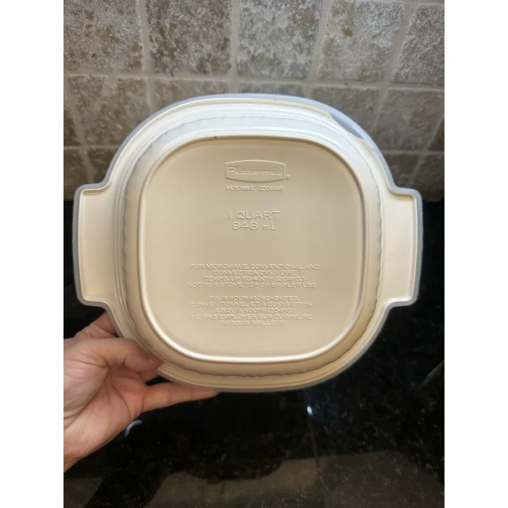 Vtg RUBBERMAID Microwave Cookware‎ 5 piece SET With Lids Beige Almond Steamer